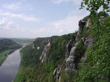 The Elbe River viewed from the Bastei Bridge